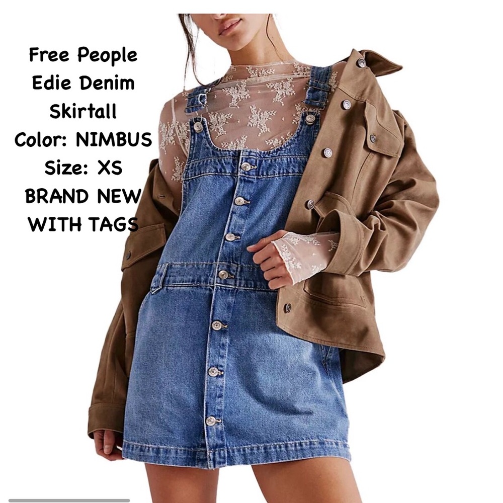 Free People Edie Denim Skirtall in Nimbus SIZE XS BNWT
